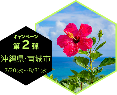 キャンペーン第2弾 沖縄県・南城市 7/20（水）〜8/31（水）